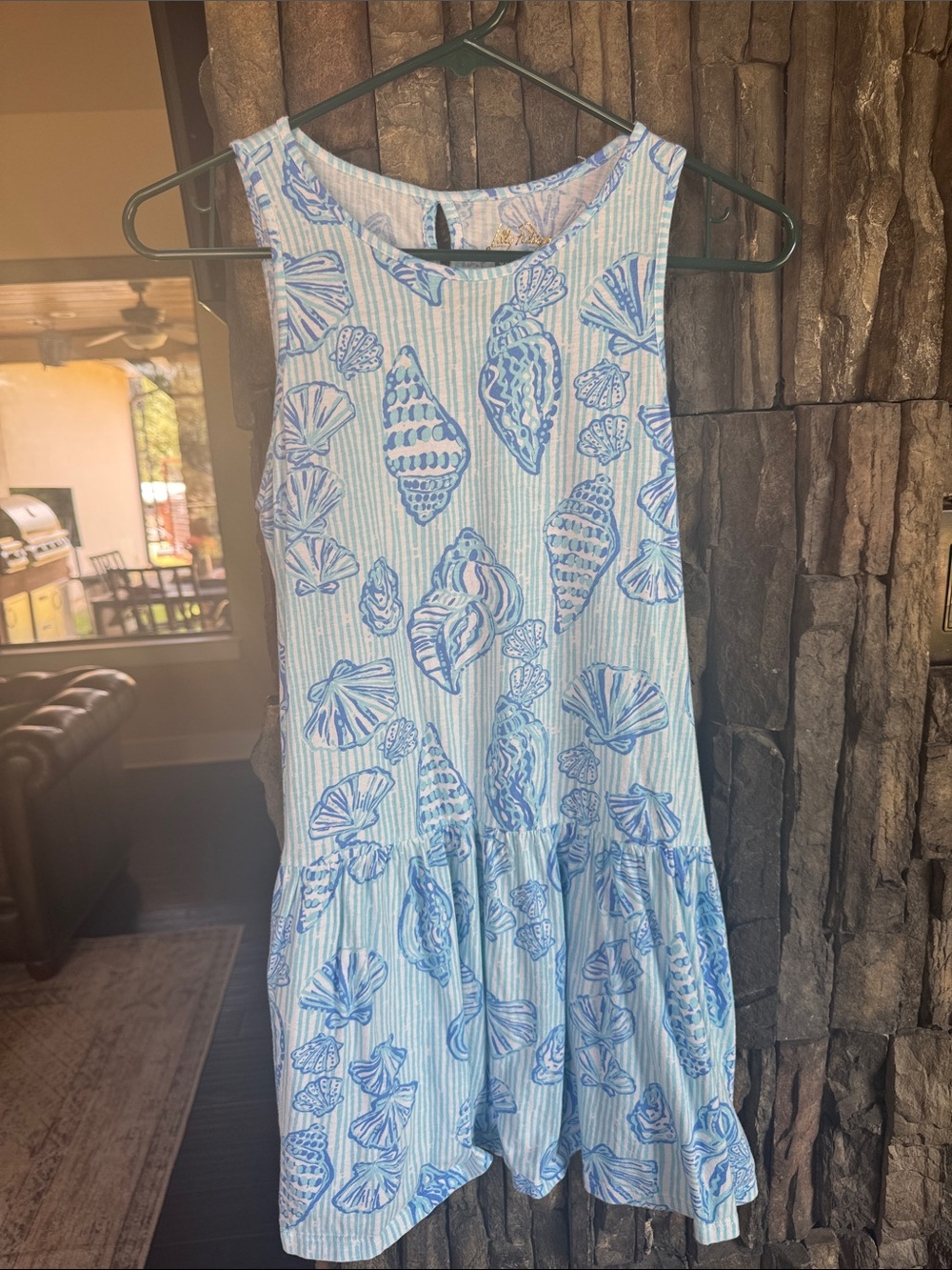Lilly Pulitzer Blue & White Shell-Print Sleeveless One-Piece